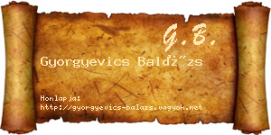 Gyorgyevics Balázs névjegykártya